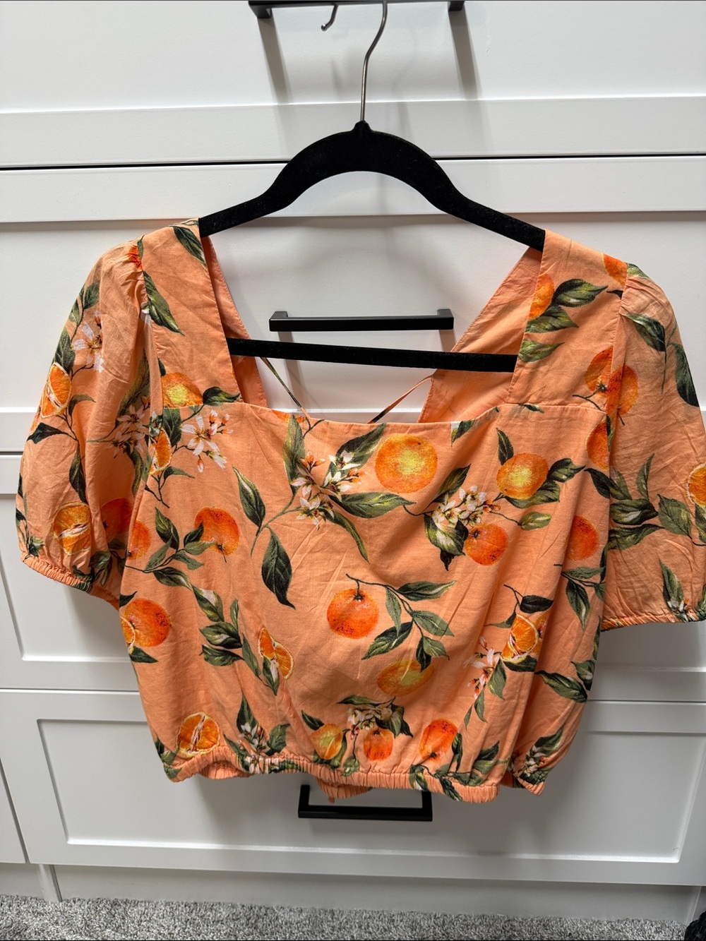 LOFT - Peach Floral Square-Neck Crop Top